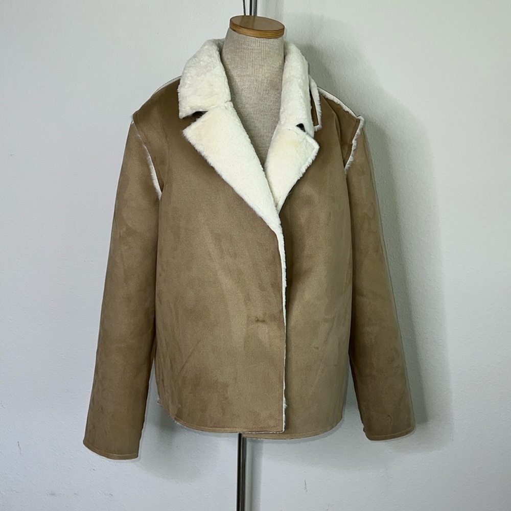 🔹 Michael Stars Kit Faux Shearling Notch Collar Jacket
